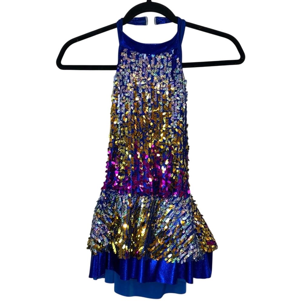Theatrical‎ Blue & Multicolored Bling Open Back Costume